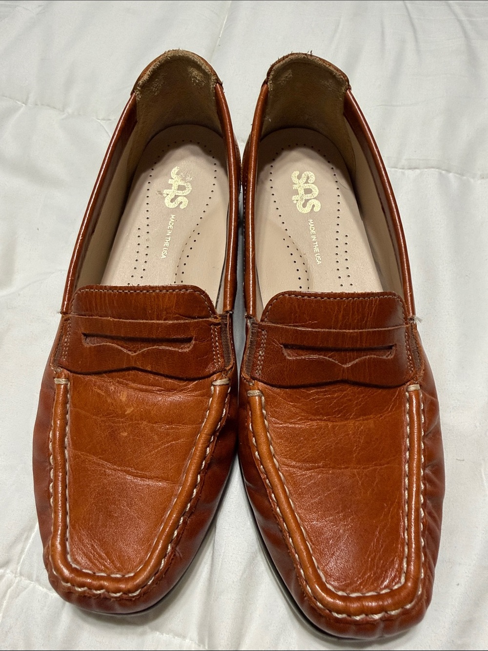 SAS Leather Penny Loafers Cognac